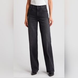 Paige Sasha High Waist Column Wide Leg Washed Black Denim Jeans - 33 High Rise